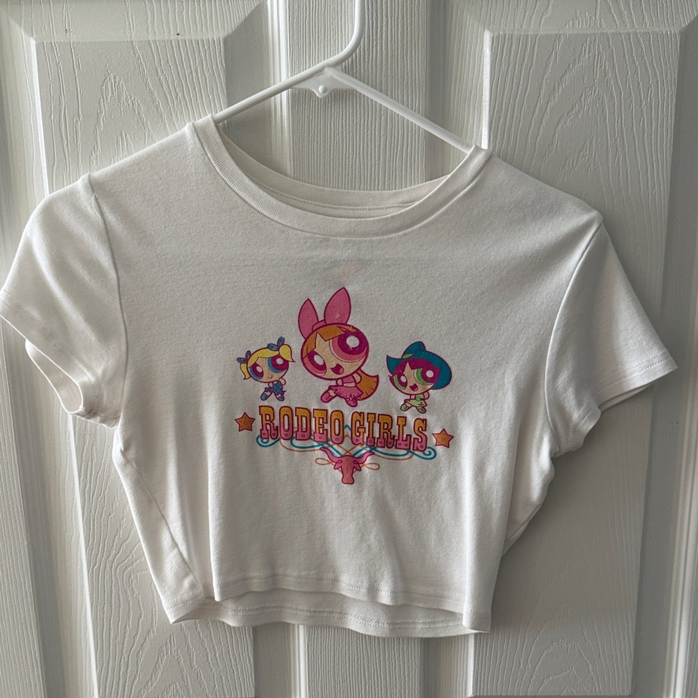 Powerpuff Girls White Crop Tee